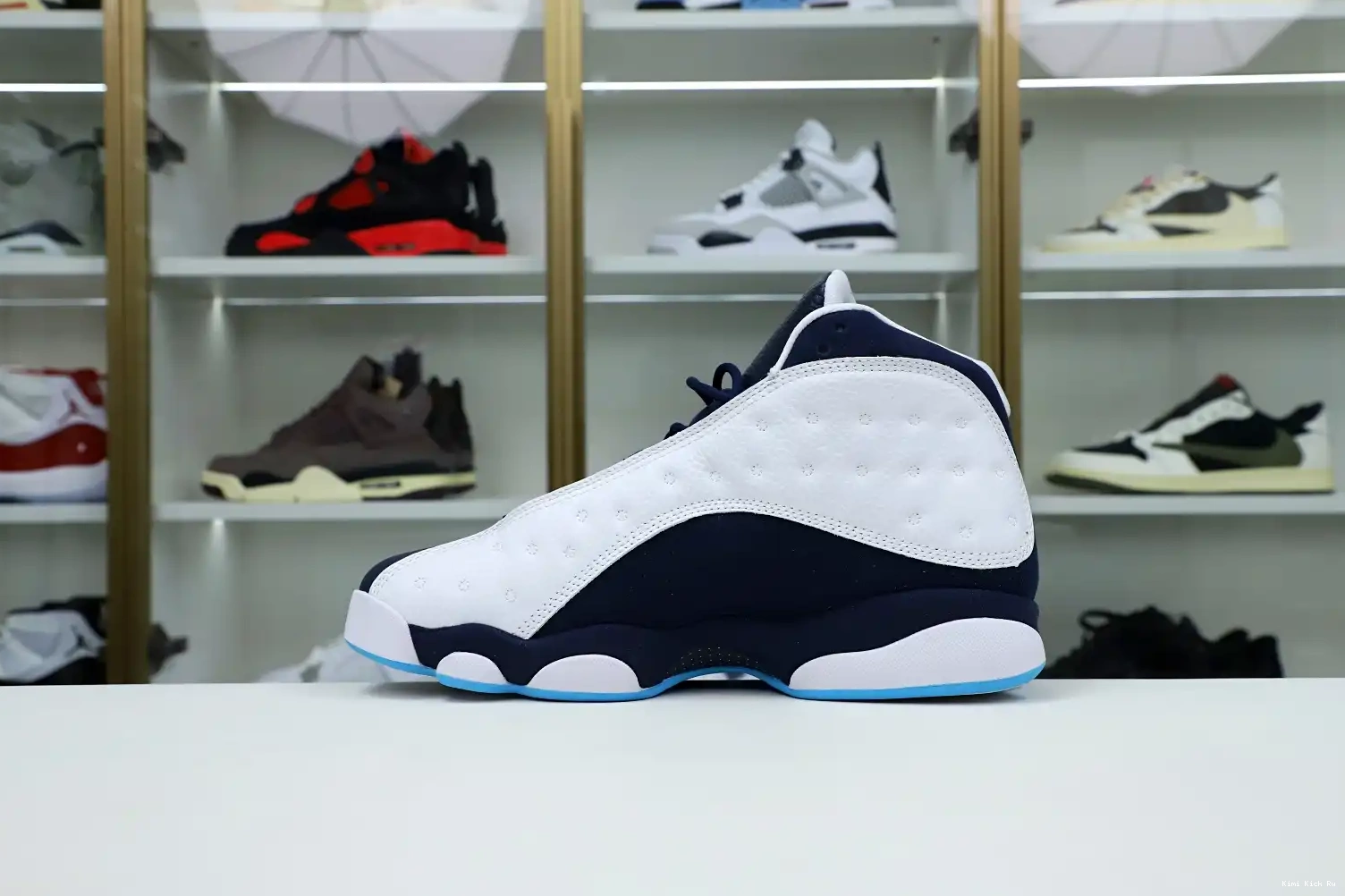 AIR Kimikick POWDER RETRO WHITE OBSIDIAN 13 JORDAN 414571-144 BLUE 0728
